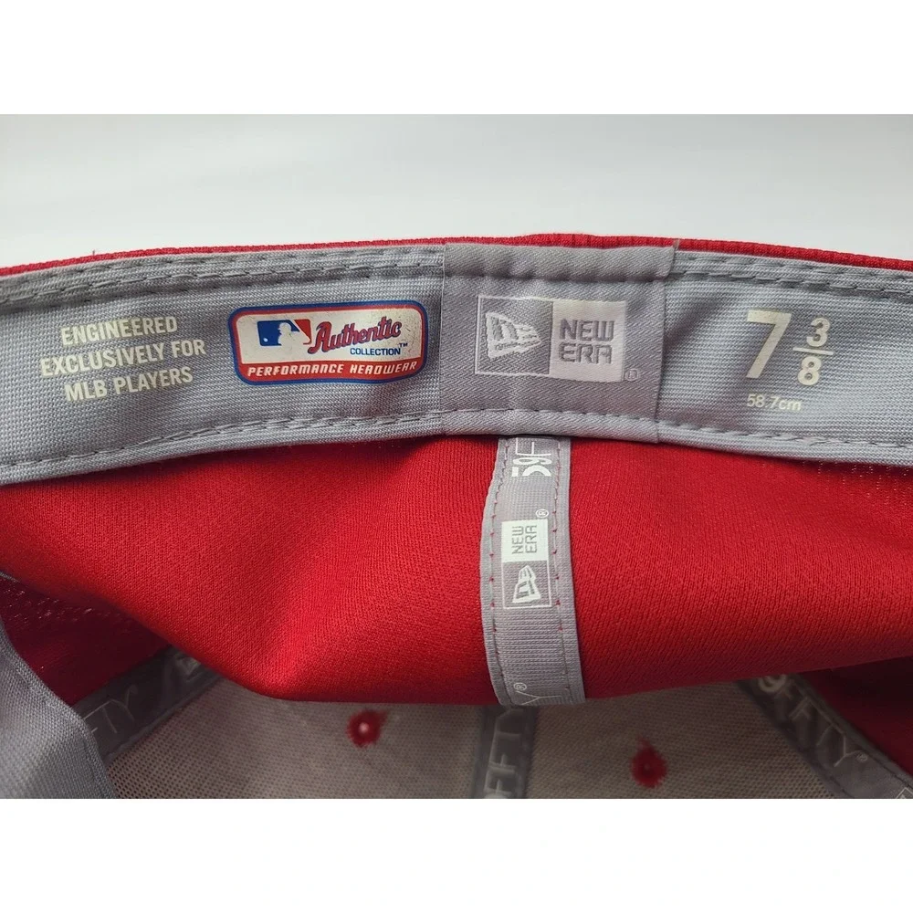 Washington Nationals New Era 59Fifty Fitted 7‎ 3/8 Hat Cap Polyester Men MLB Red